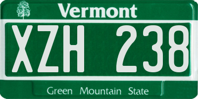 VT license plate XZH238
