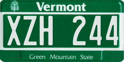 VT license plate XZH244