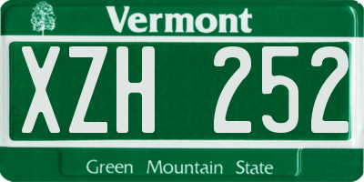 VT license plate XZH252