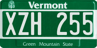 VT license plate XZH255