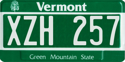 VT license plate XZH257