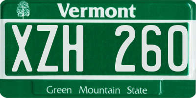 VT license plate XZH260