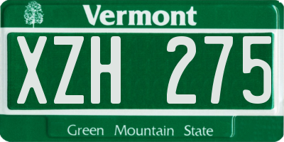 VT license plate XZH275