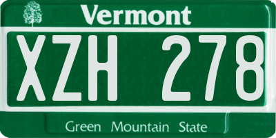 VT license plate XZH278