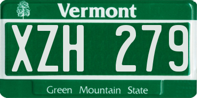 VT license plate XZH279