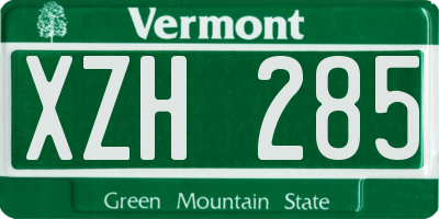 VT license plate XZH285