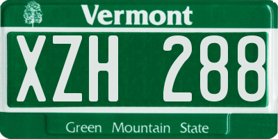 VT license plate XZH288