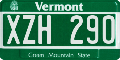 VT license plate XZH290