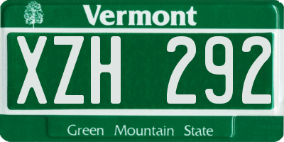 VT license plate XZH292