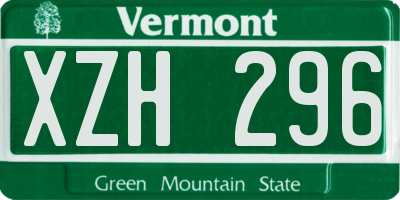 VT license plate XZH296
