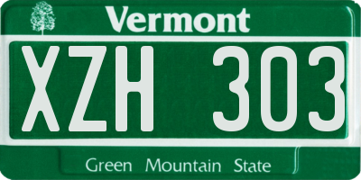 VT license plate XZH303