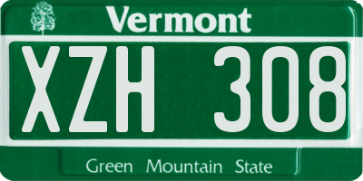 VT license plate XZH308