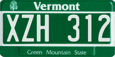 VT license plate XZH312
