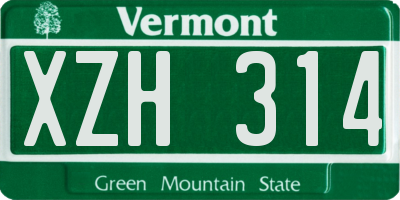 VT license plate XZH314