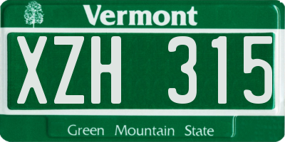 VT license plate XZH315