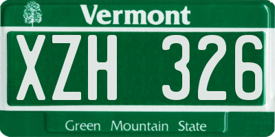 VT license plate XZH326