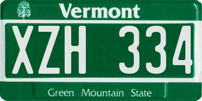 VT license plate XZH334