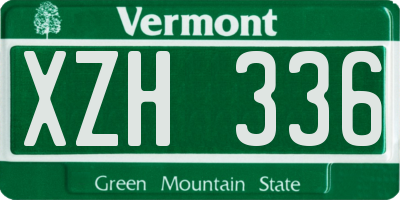 VT license plate XZH336