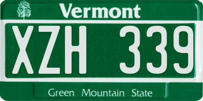 VT license plate XZH339