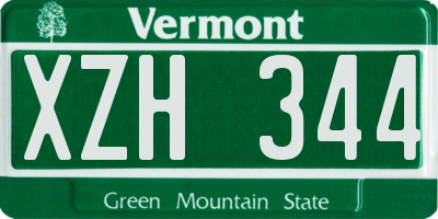 VT license plate XZH344