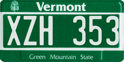 VT license plate XZH353