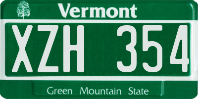 VT license plate XZH354