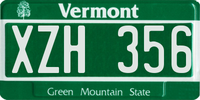 VT license plate XZH356