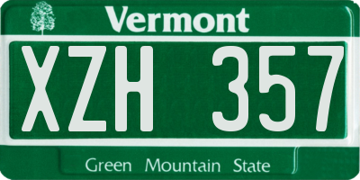 VT license plate XZH357