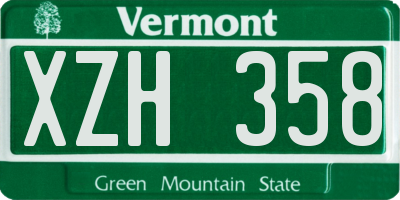VT license plate XZH358