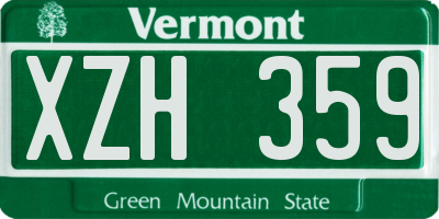 VT license plate XZH359