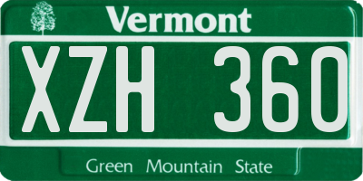 VT license plate XZH360