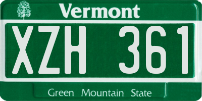 VT license plate XZH361
