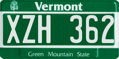 VT license plate XZH362