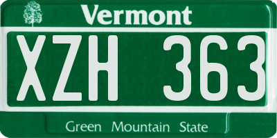 VT license plate XZH363