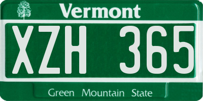 VT license plate XZH365
