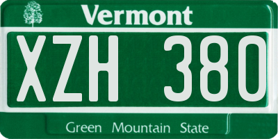 VT license plate XZH380