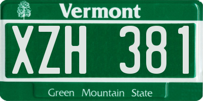 VT license plate XZH381