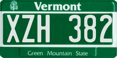 VT license plate XZH382