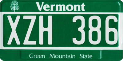 VT license plate XZH386
