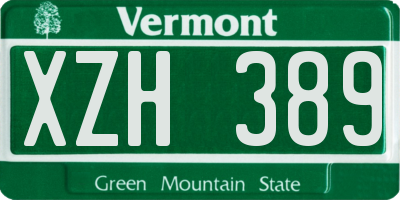 VT license plate XZH389