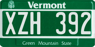 VT license plate XZH392