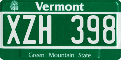 VT license plate XZH398