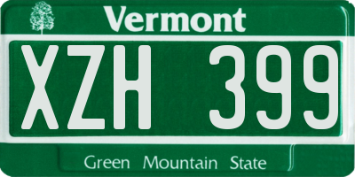VT license plate XZH399