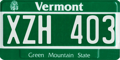VT license plate XZH403