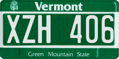 VT license plate XZH406