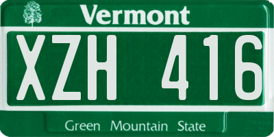 VT license plate XZH416