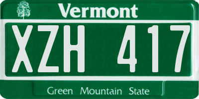 VT license plate XZH417