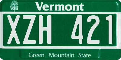 VT license plate XZH421