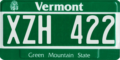 VT license plate XZH422