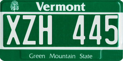 VT license plate XZH445